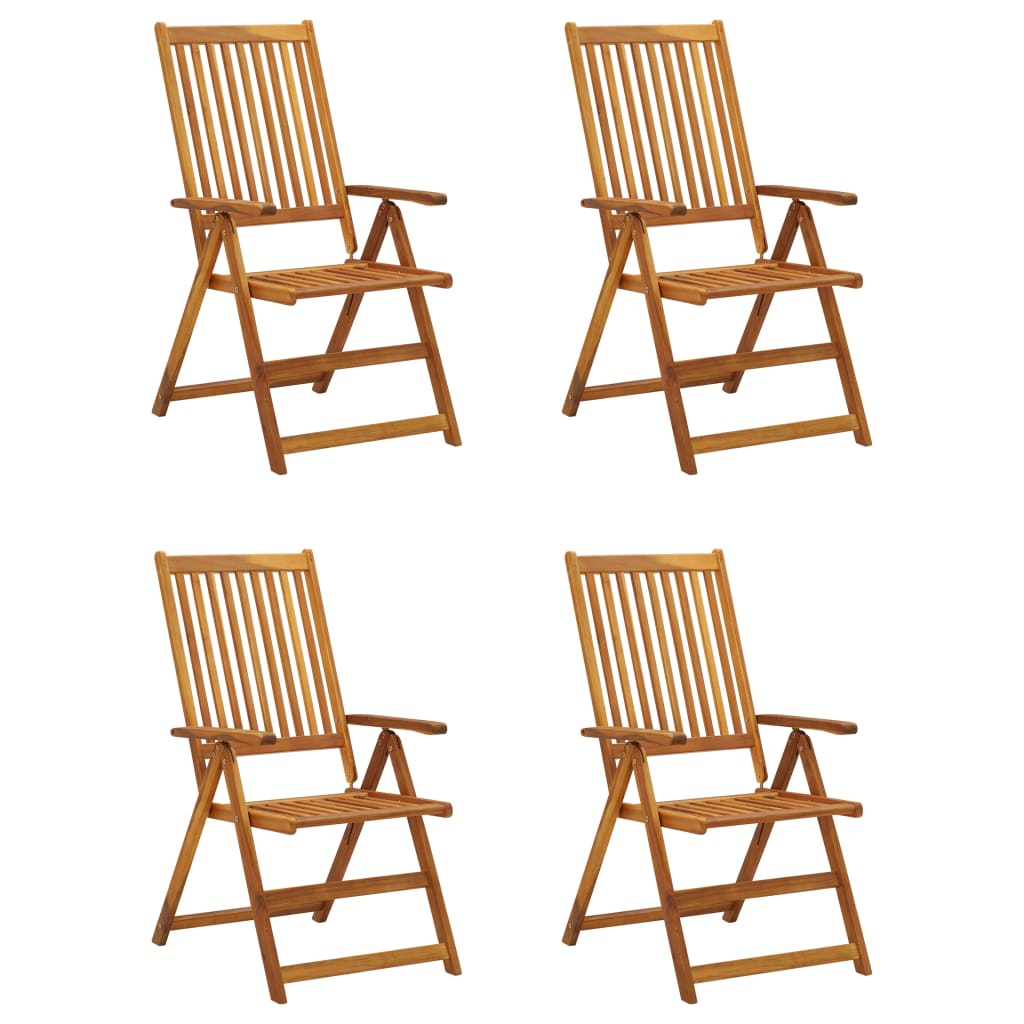 Reclining Garden Chairs 4 pcs with Solid Acacia Cushions