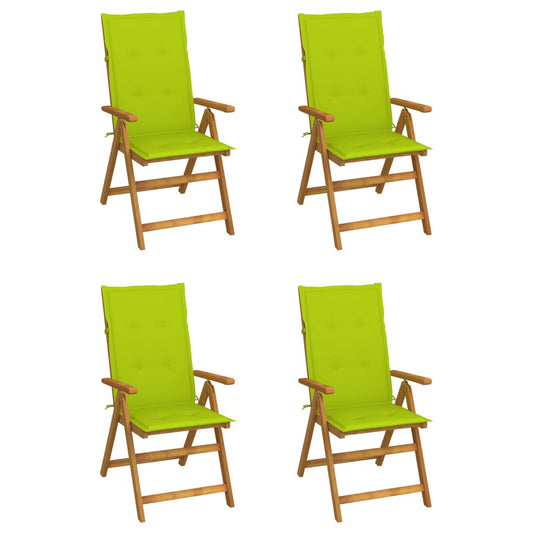 Reclining Garden Chairs 4 pcs with Solid Acacia Cushions