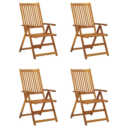 Sedie Reclinabili Pieghevoli 4 pz con Cuscini Massello Acacia