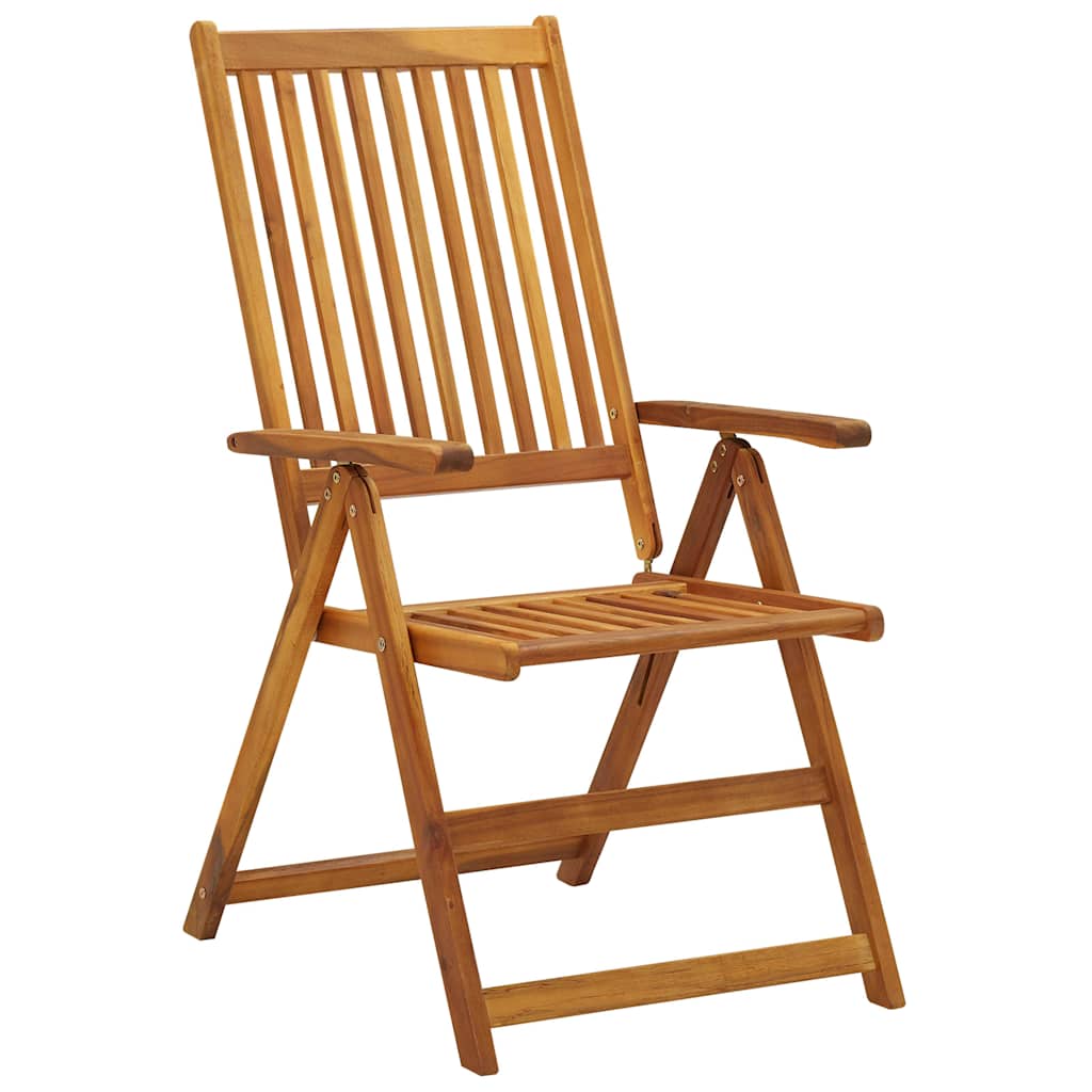 Sedie Reclinabili Pieghevoli 4 pz con Cuscini Massello Acacia