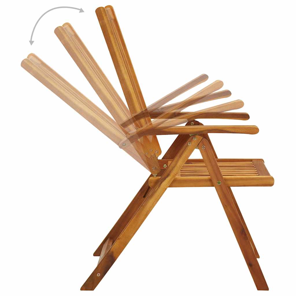 Sedie Reclinabili Pieghevoli 4 pz con Cuscini Massello Acacia