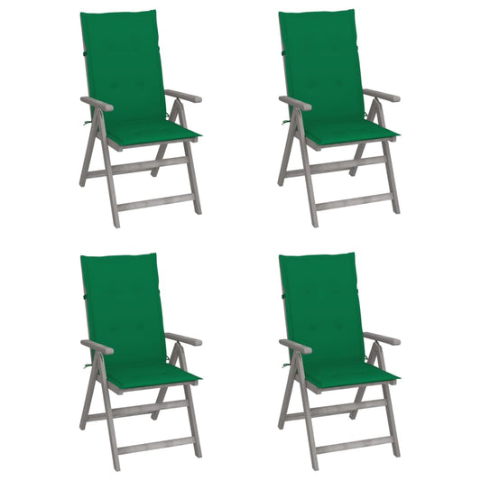 Reclining Garden Chairs 4pcs Solid Acacia Cushions