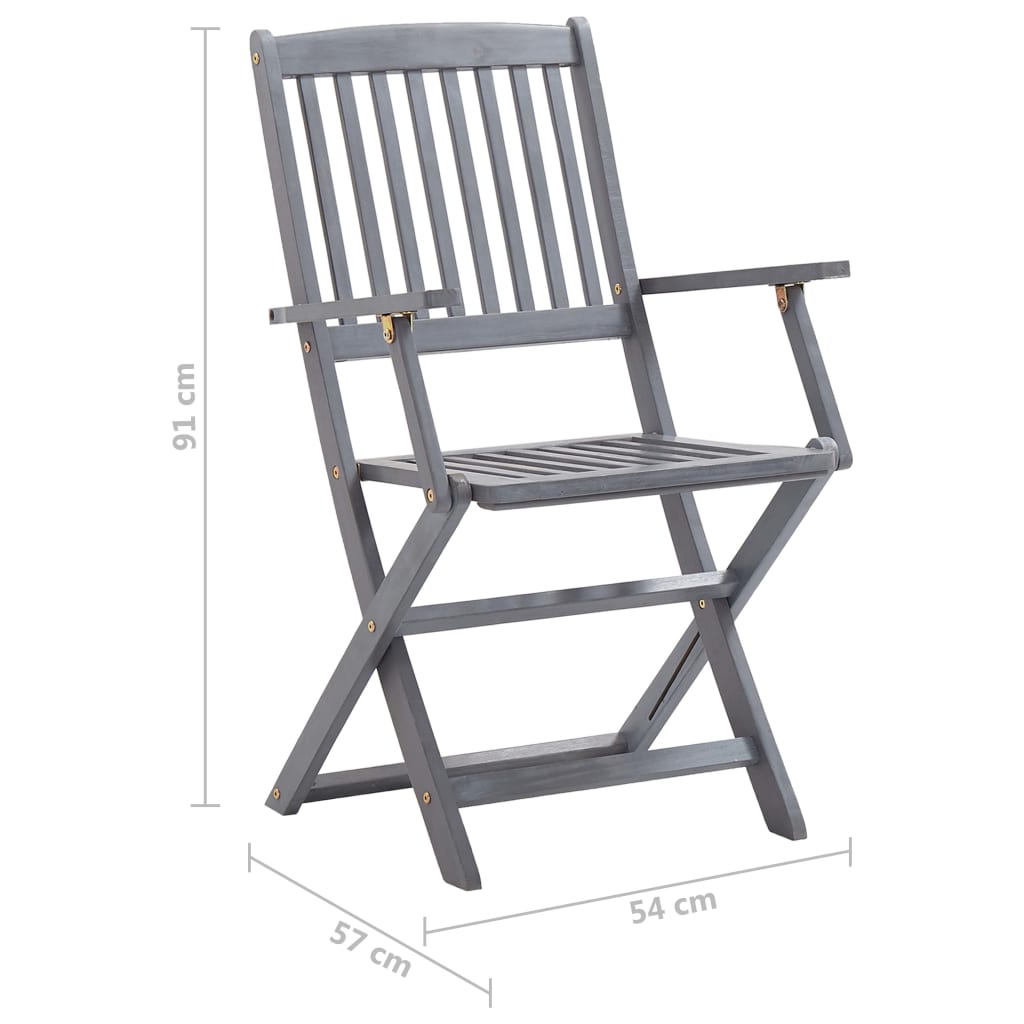 6pcs Folding Garden Chairs with Cushions in Solid Acacia