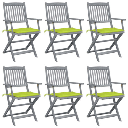 6pcs Folding Garden Chairs with Cushions in Solid Acacia