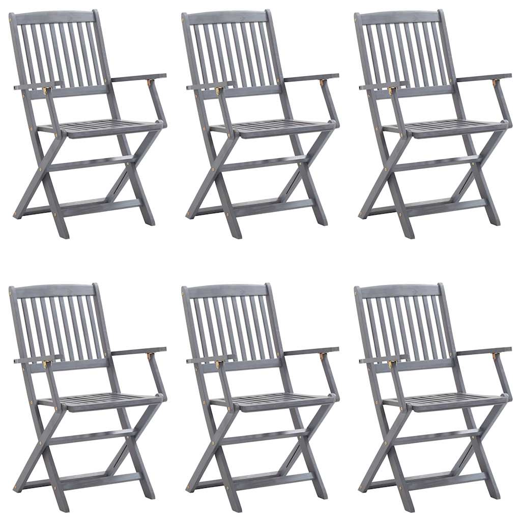 Sedie Pieghevoli 6 pz con Cuscini Massello Acacia