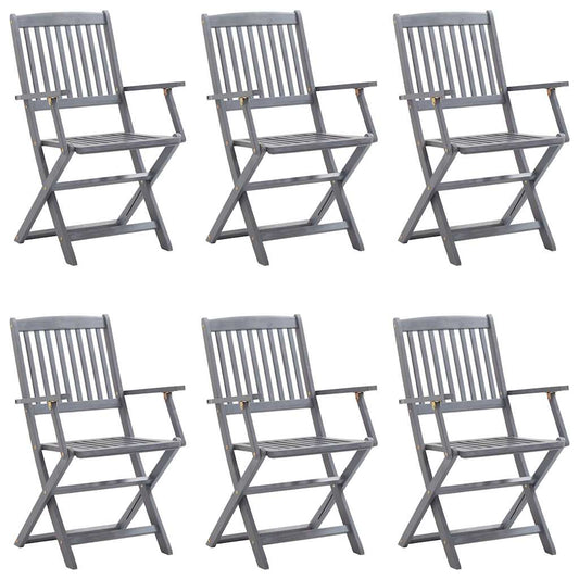 Sedie Pieghevoli 6 pz con Cuscini Massello Acacia