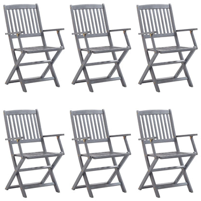 6pcs Folding Garden Chairs with Cushions in Solid Acacia