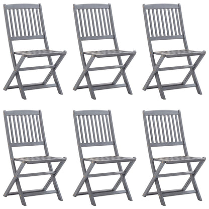 6pcs Folding Garden Chairs with Cushions in Solid Acacia