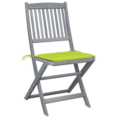 6pcs Folding Garden Chairs with Cushions in Solid Acacia