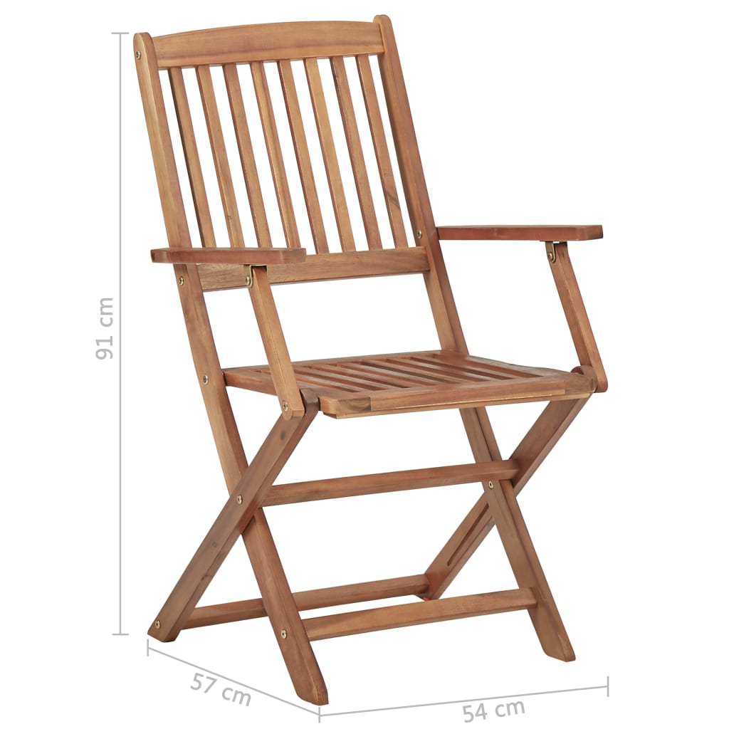 Folding Garden Chairs 6 pcs with Solid Acacia Cushions