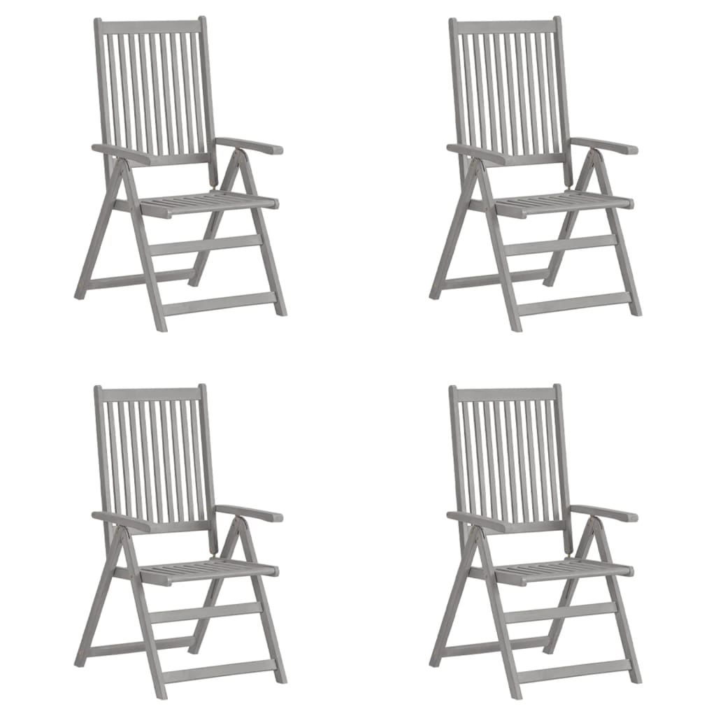 Reclining Garden Chairs 4 pcs Gray in Solid Acacia