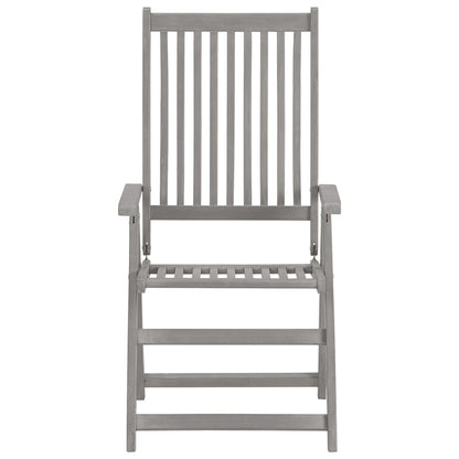 Sedie Reclinabili da Giardino 4 pz Grigie in Massello di Acacia - homemem39