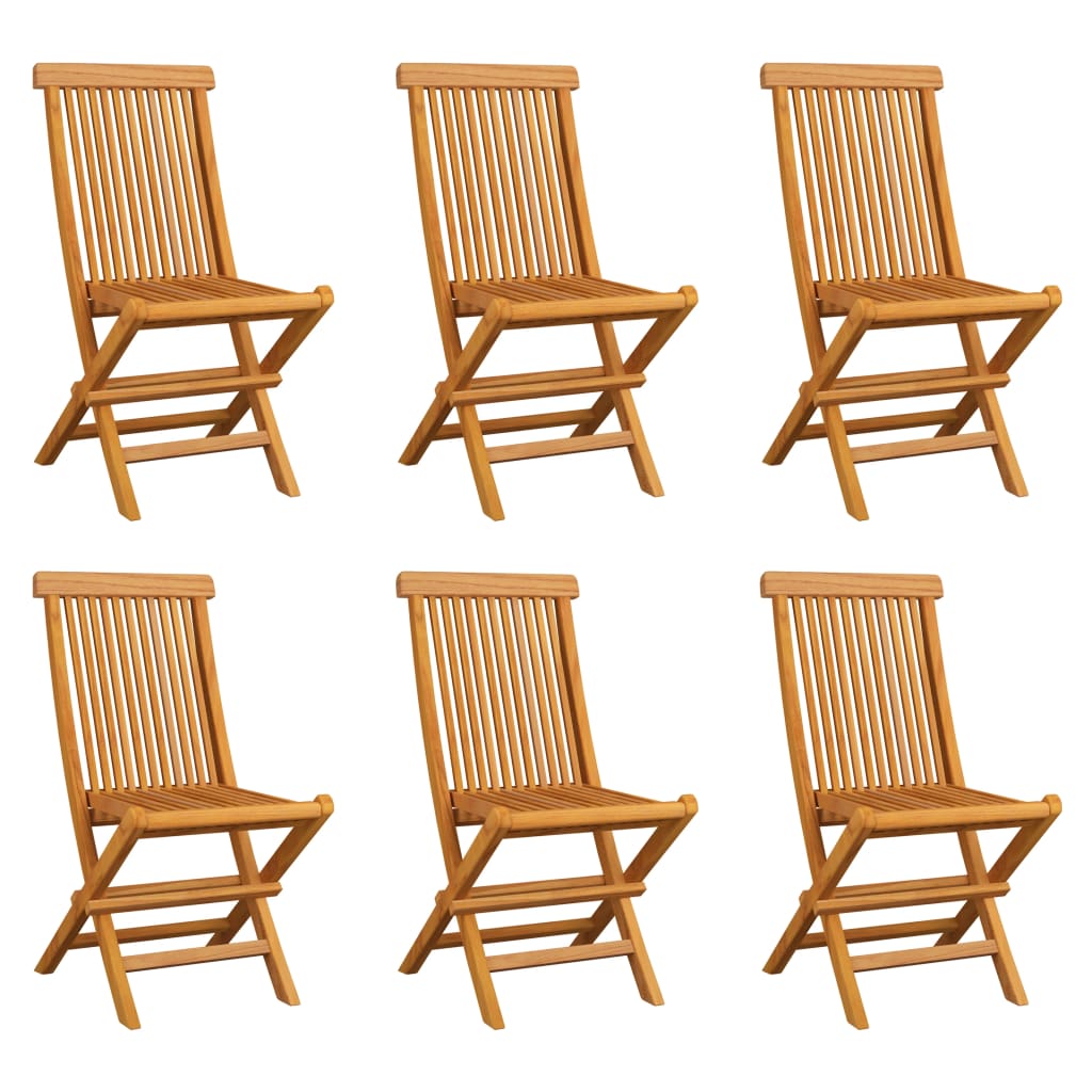 Folding Garden Chairs 6 pcs in Solid Teak Wood