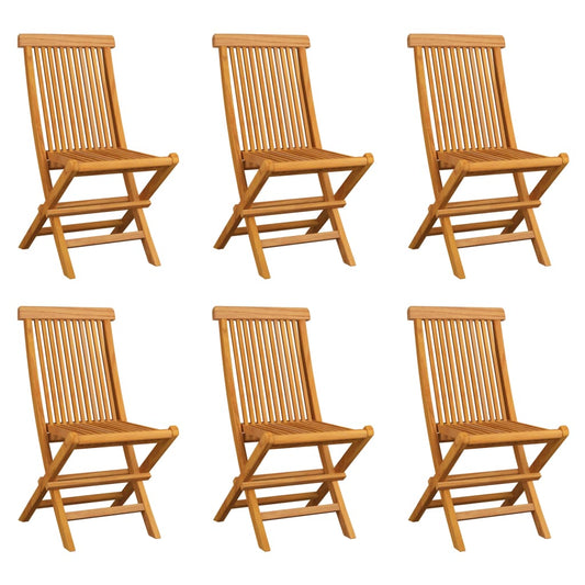 Folding Garden Chairs 6 pcs in Solid Teak Wood
