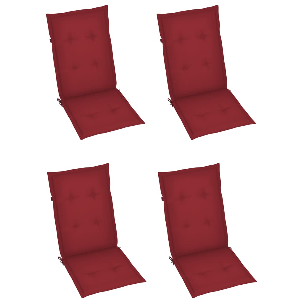 Garden Chairs 4 pcs with Solid Teak Wine Red Cushions