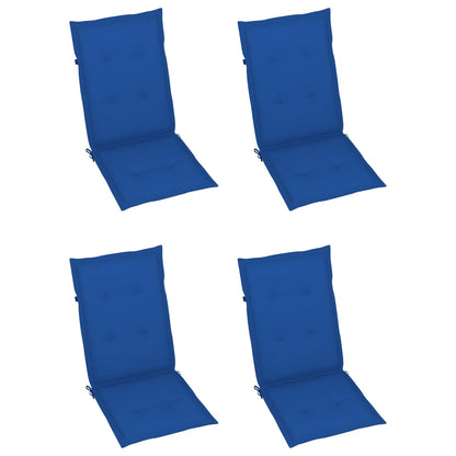 Garden Chairs 4 pcs with Royal Blue Solid Teak Cushions