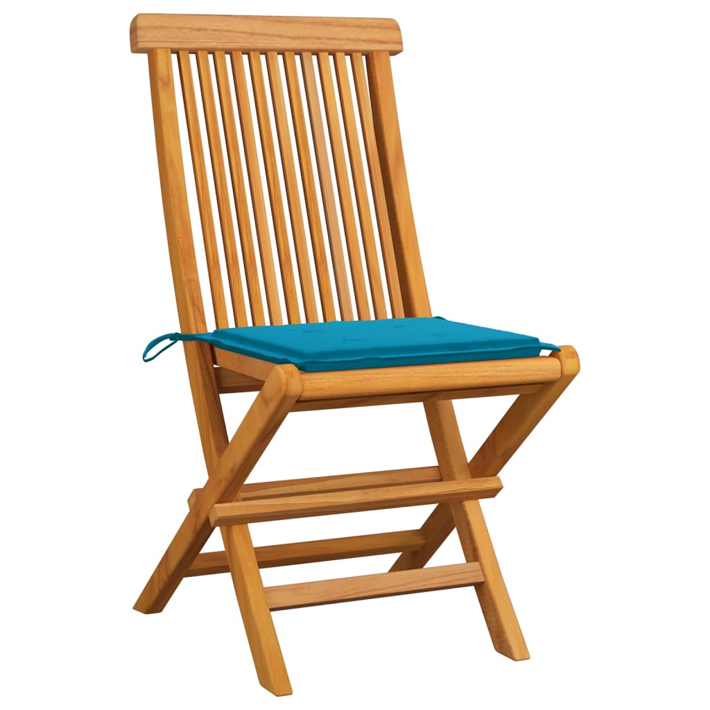 Sedie da Giardino con Cuscini Blu 6 pz in Massello di Teak - homemem39