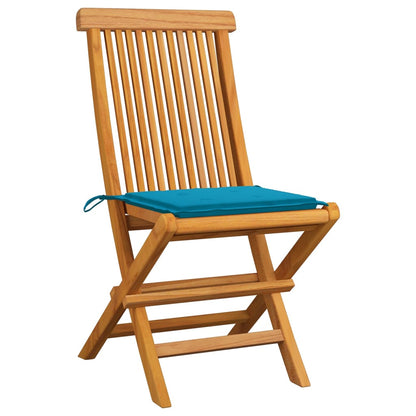 Sedie da Giardino con Cuscini Blu 6 pz in Massello di Teak - homemem39