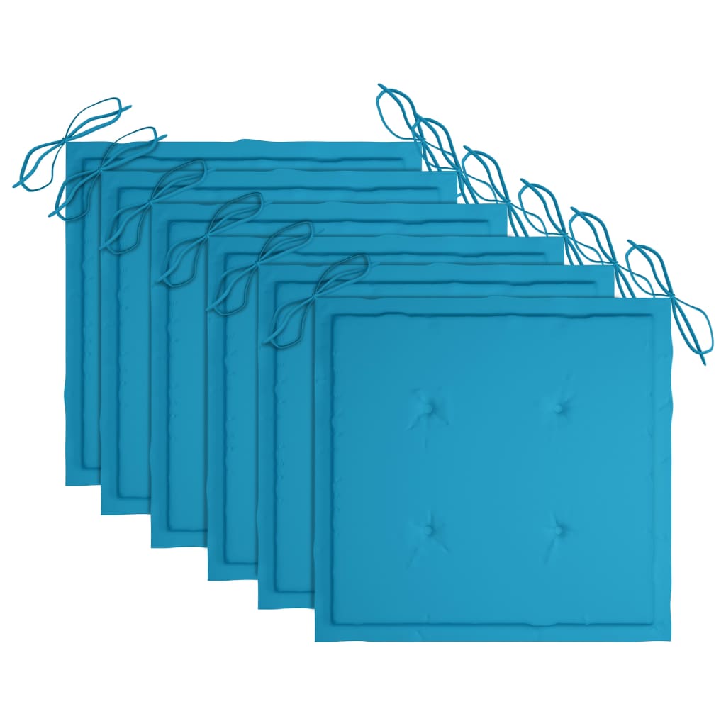 Sedie da Giardino con Cuscini Blu 6 pz in Massello di Teak - homemem39