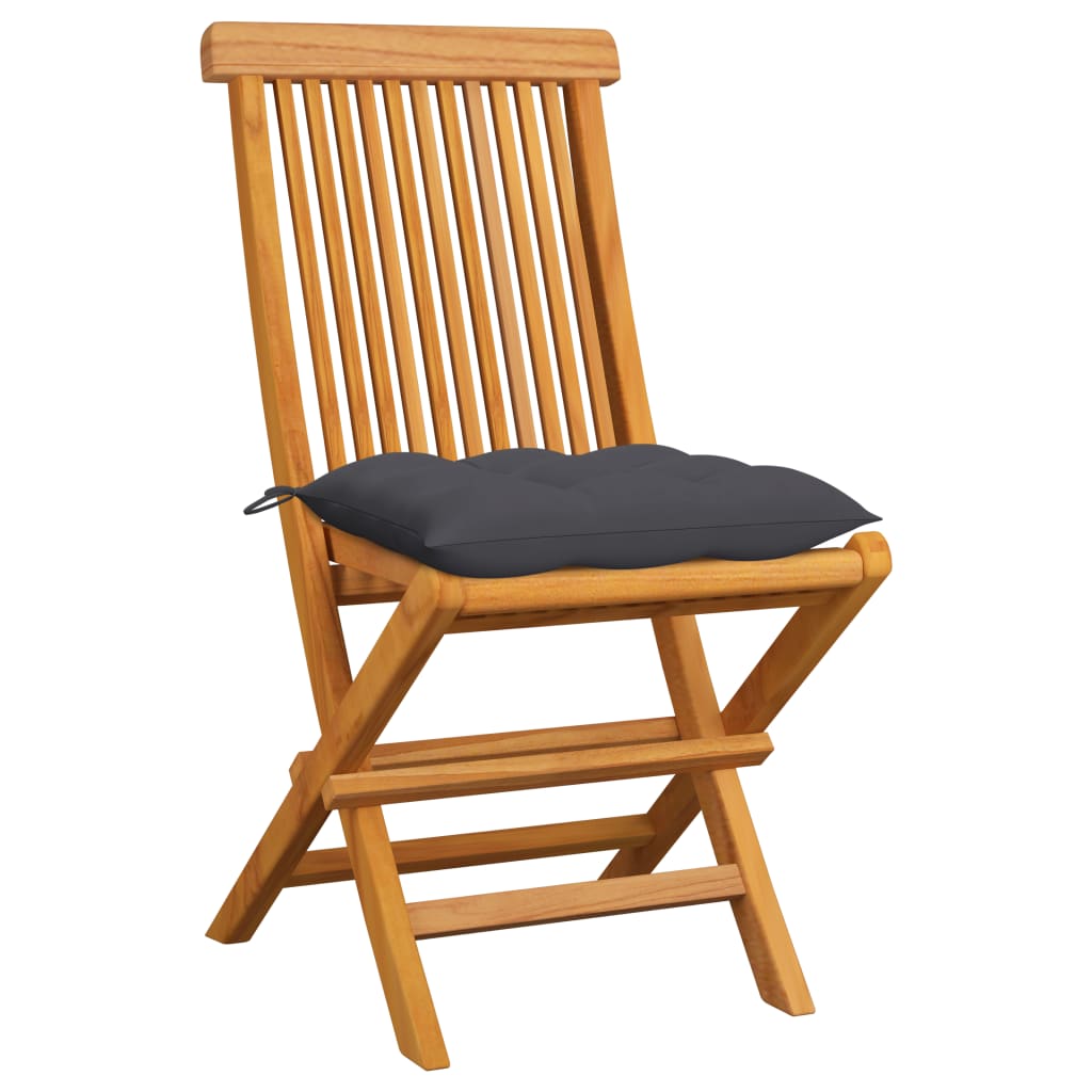 Sedie da Giardino con Cuscini Antracite 6 pz Massello di Teak - homemem39