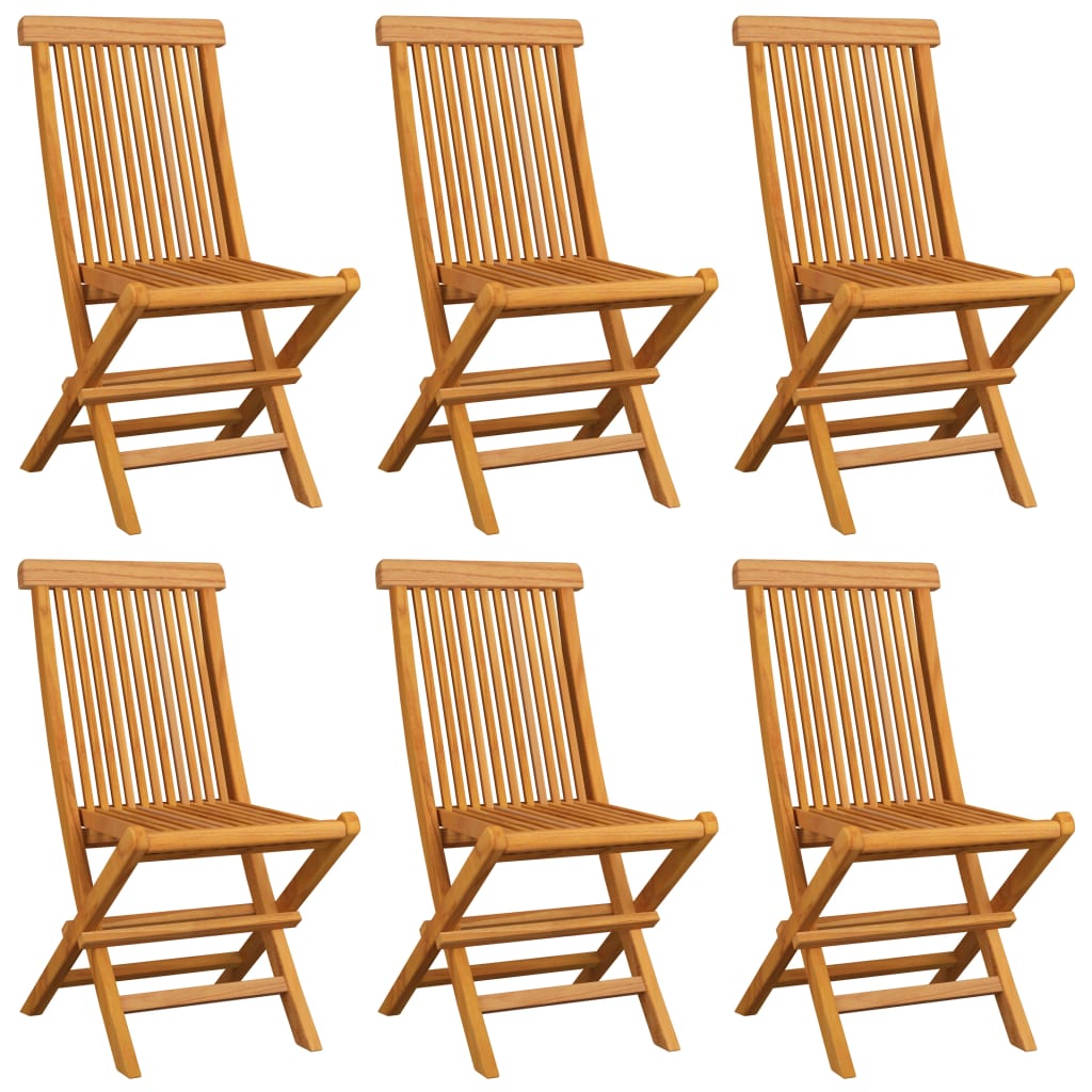 Garden Chairs with Beige Cushions 6 pcs in Solid Teak