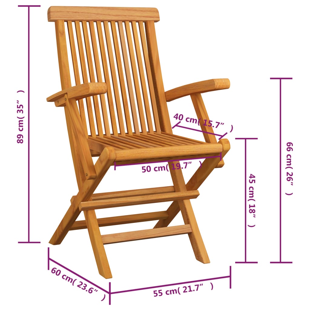 Sedie da Giardino con Cuscini Antracite 4pz Legno Massello Teak