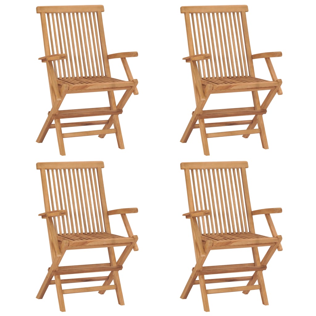 Garden Chairs with Blue Cushions 4 pcs Solid Teak Wood