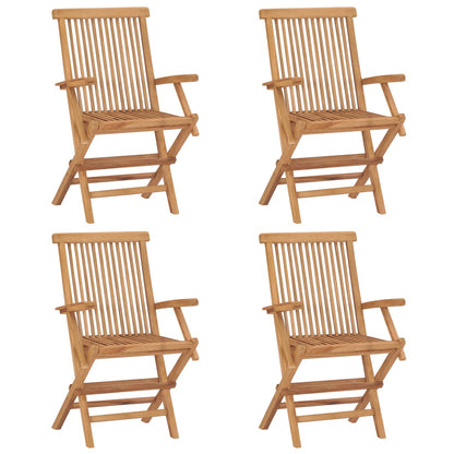 Garden Chairs with Blue Cushions 4 pcs Solid Teak Wood
