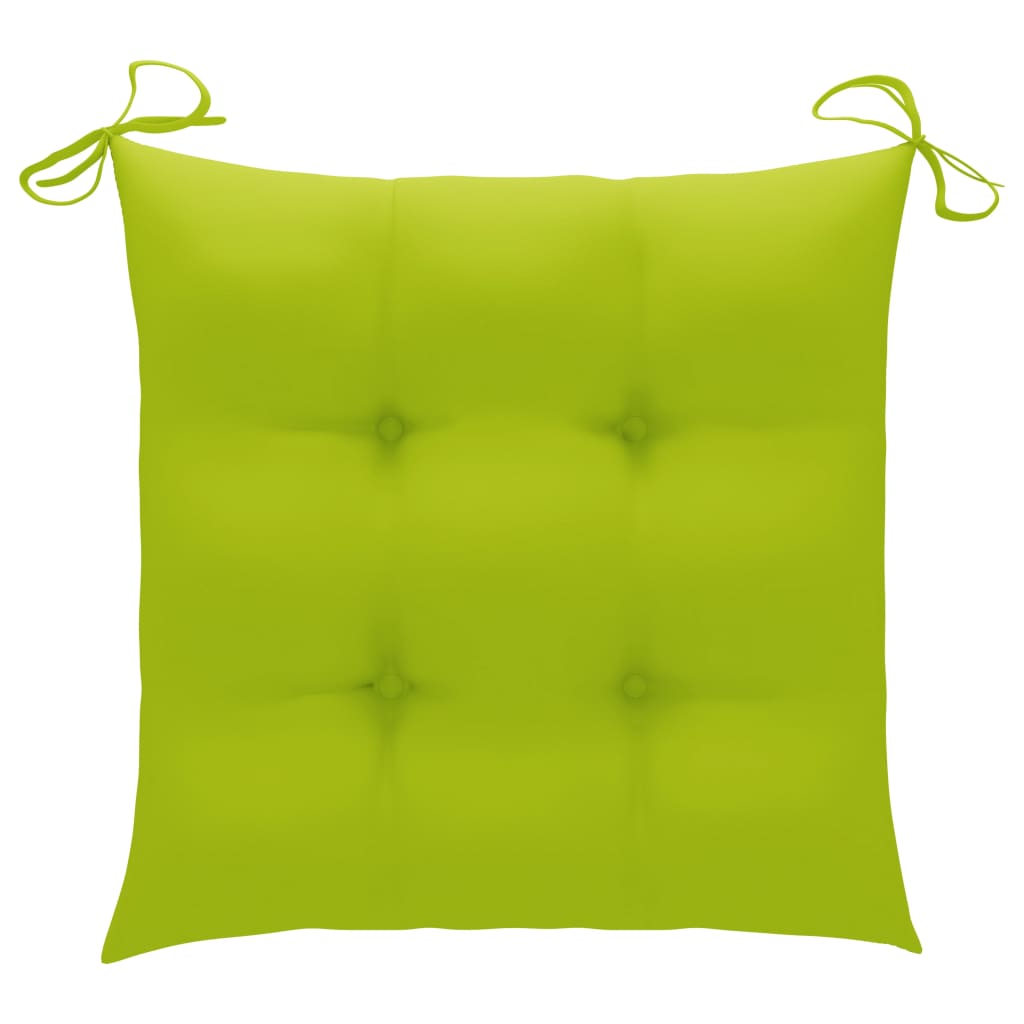 Garden Chairs Cushions Bright Green 4 pcs Solid Teak