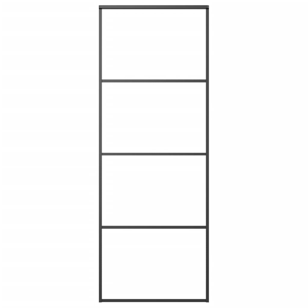 Porta Scorrevole in Alluminio e Vetro ESG 76x205 cm Nera - homemem39