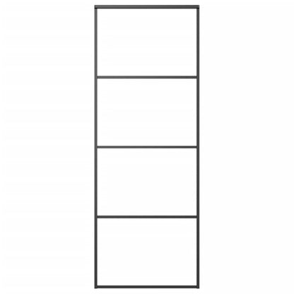 Porta Scorrevole in Alluminio e Vetro ESG 76x205 cm Nera - homemem39