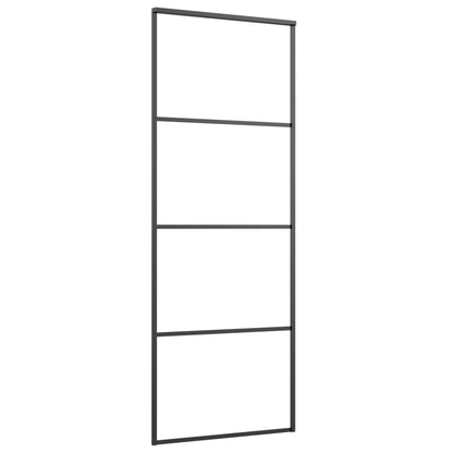 Porta Scorrevole in Alluminio e Vetro ESG 76x205 cm Nera - homemem39