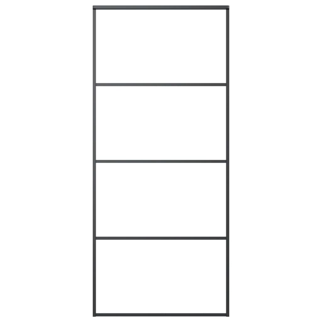 Porta Scorrevole in Vetro ESG e Alluminio 90x205 cm Nera - homemem39