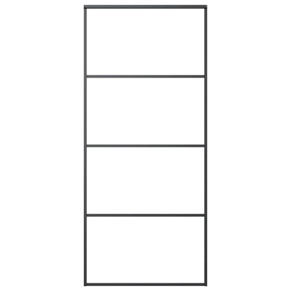 Porta Scorrevole in Vetro ESG e Alluminio 90x205 cm Nera - homemem39