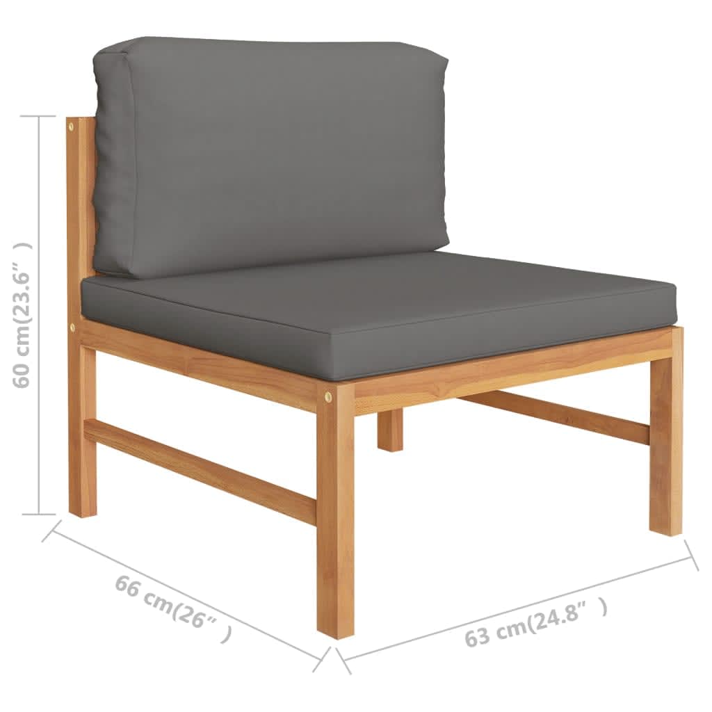 Set Divani Giardino 3 pz Cuscini Grigio Scuro in Legno di Teak | homemem39