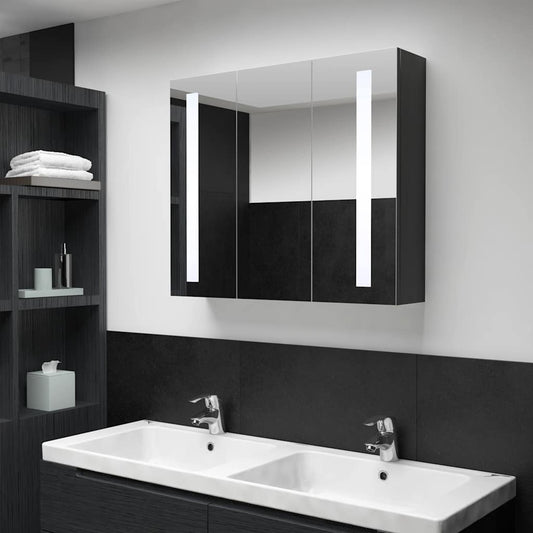 Armadietto Bagno con Specchio e LED 89x14x62 cm | homemem39