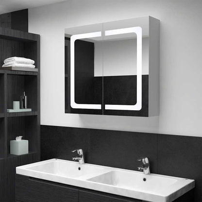 Armadietto Bagno con Specchio e LED 80x12,2x68 cm | homemem39