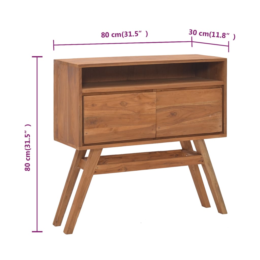 Tavolo Consolle 80x30x80 cm in Legno Massello di Teak | homemem39