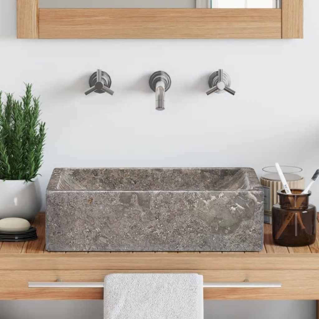 Lavello 45x30x12 cm Marmo Lucido Grigio | homemem39