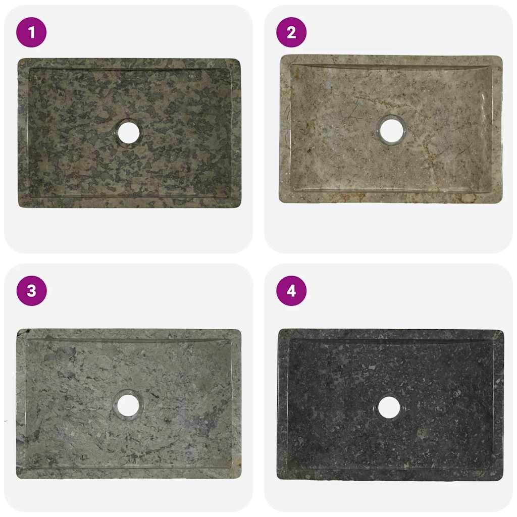 Lavello 45x30x12 cm Marmo Lucido Grigio | homemem39