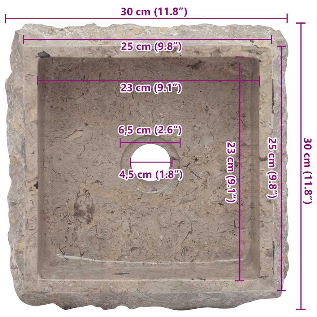 Lavandino Grigio 30x30x13 cm in Marmo