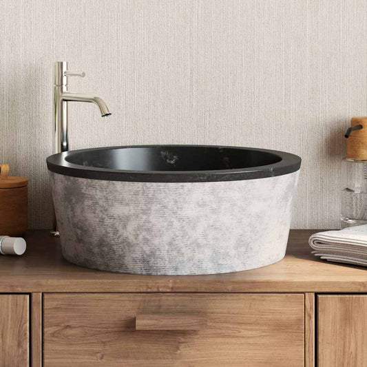 Lavandino Nero Ø40x15 cm in Marmo