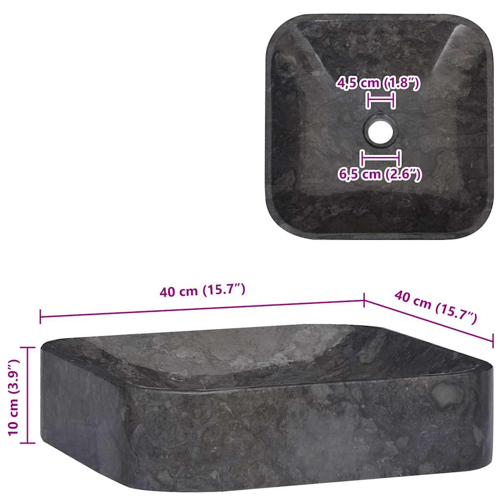Lavandino Nero 40x40x10 cm in Marmo - homemem39