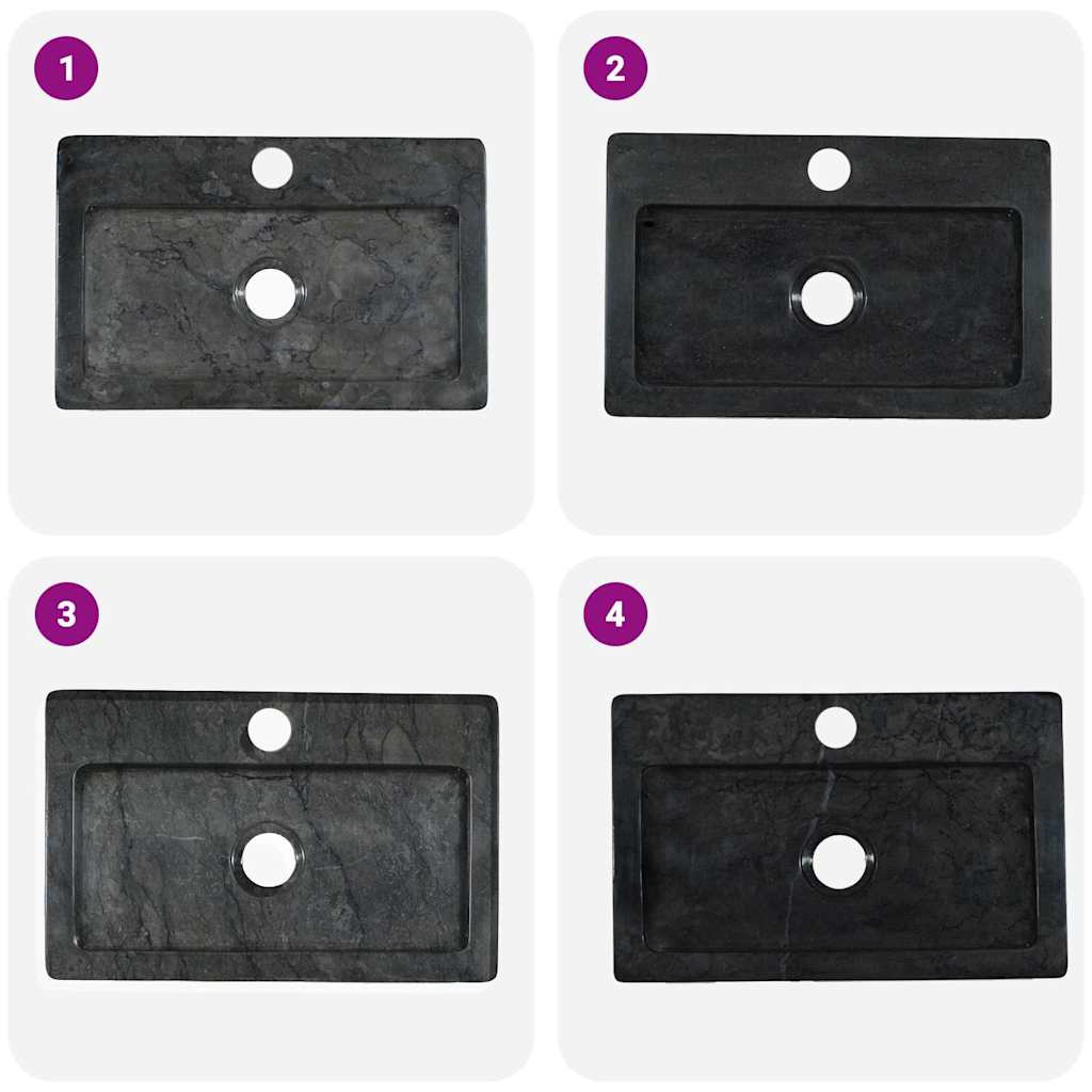 Lavello a Parete Nero 38x24x6,5 cm in Marmo - homemem39