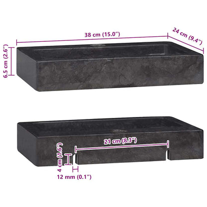 Lavello a Parete Nero 38x24x6,5 cm in Marmo - homemem39