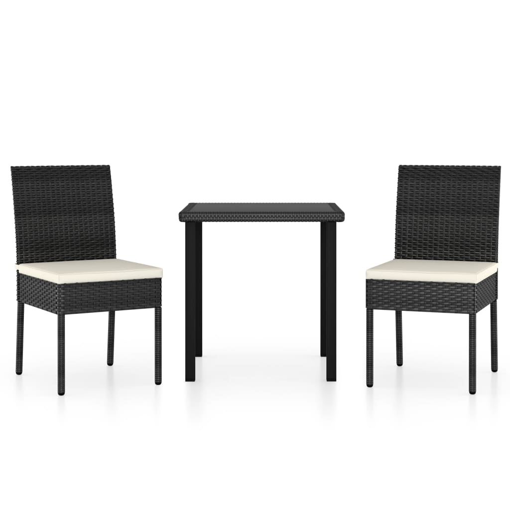 Set da Pranzo da Giardino 3 pz in Polyrattan Nero | homemem39