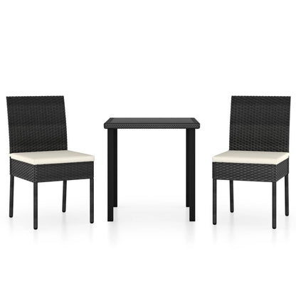 Set da Pranzo da Giardino 3 pz in Polyrattan Nero - homemem39