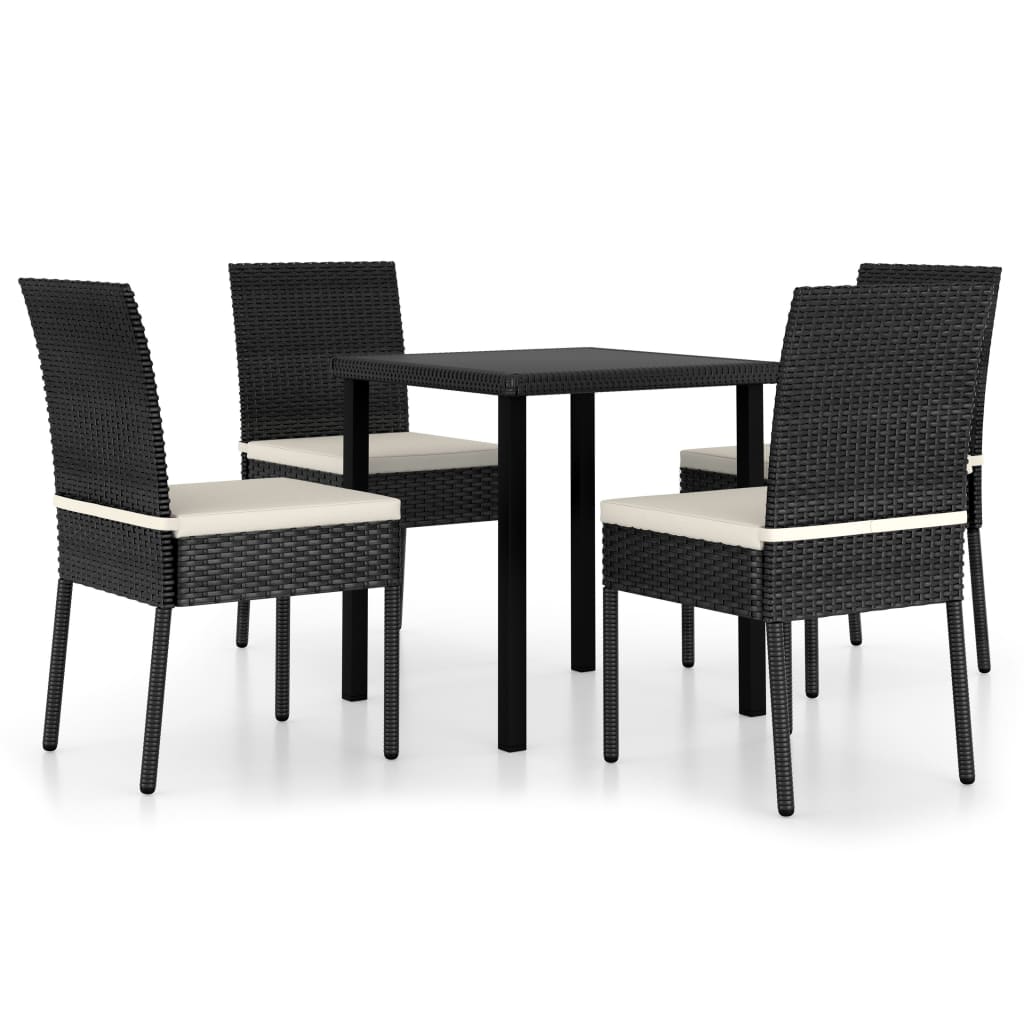Set da Pranzo da Giardino 5 pz in Polyrattan Nero | homemem39