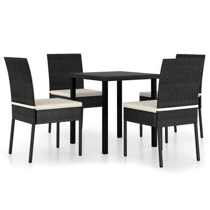 Set da Pranzo da Giardino 5 pz in Polyrattan Nero | homemem39