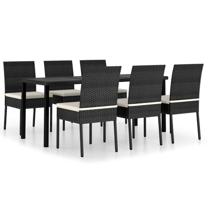 Set da Pranzo da Giardino 7 pz in Polyrattan Nero | homemem39